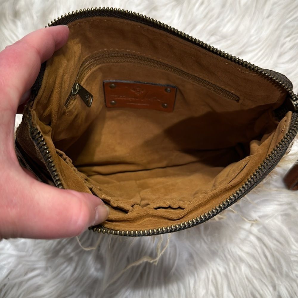 Patricia Nash Tan Suede and Leather Cassini Feather and Studded Wristlet - Picture 10 of 14